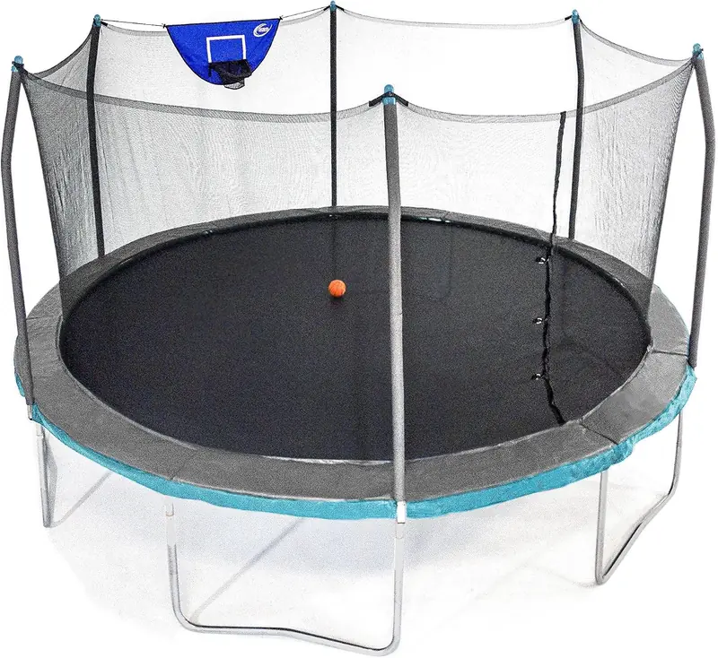 Skywalker Trampolines 15 Foot Jump N Dunk Round Trampoline with Enclosure