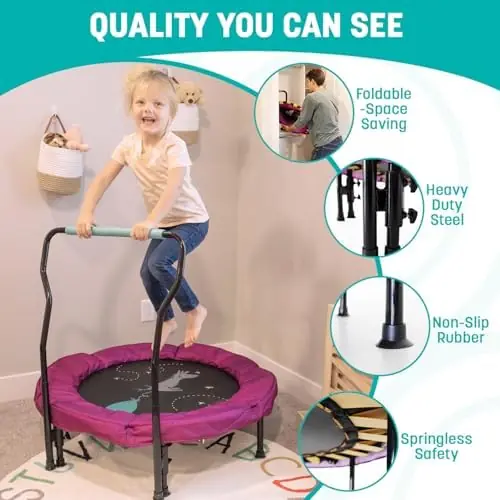 36-Inch Mini Trampoline with Handlebar thumbnail 3