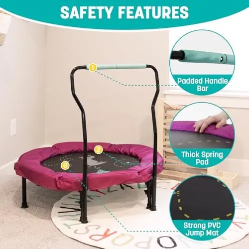 36-Inch Mini Trampoline with Handlebar thumbnail 4